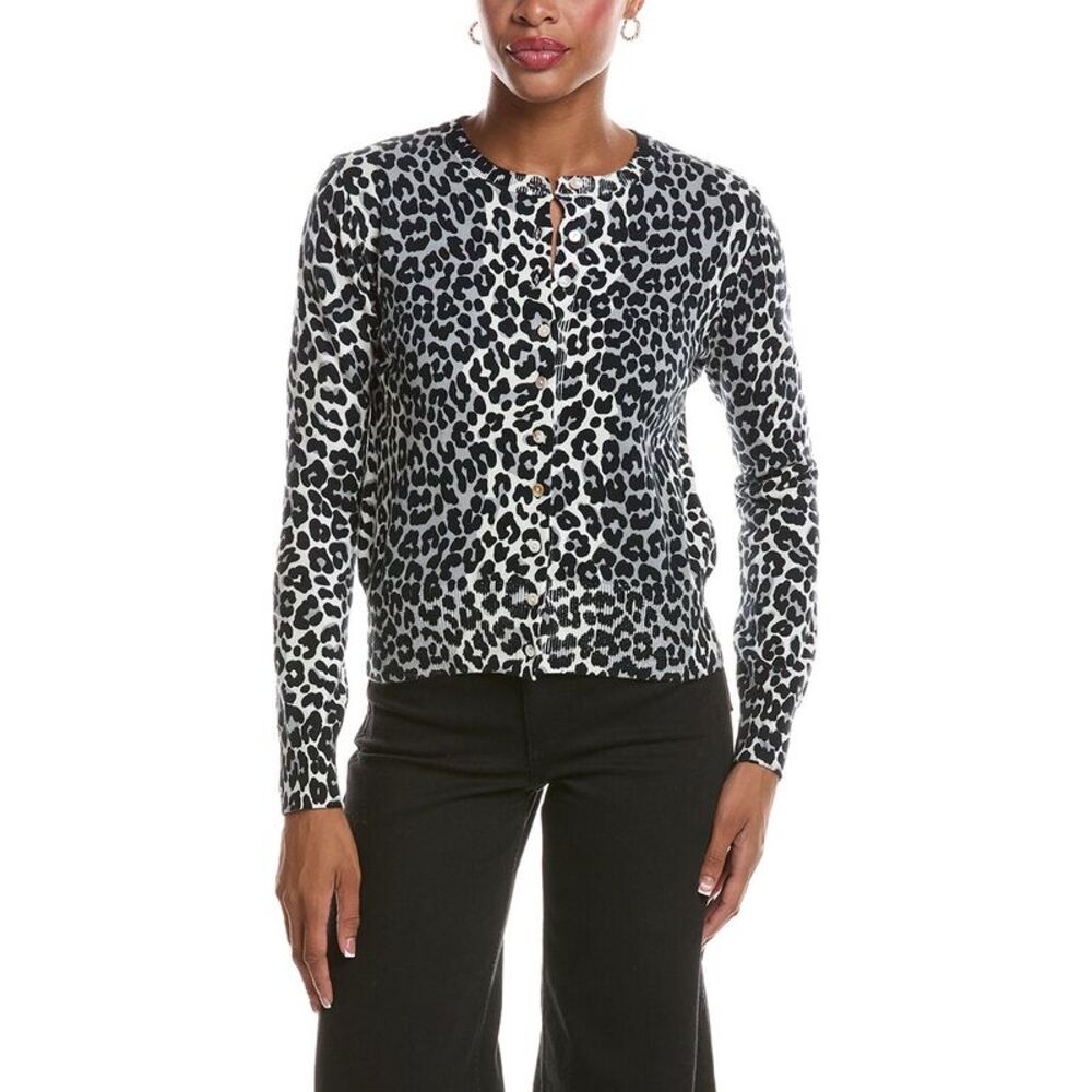 Brodie Cashmere Womens  Leopard Cashmere-Blend Cardigan
